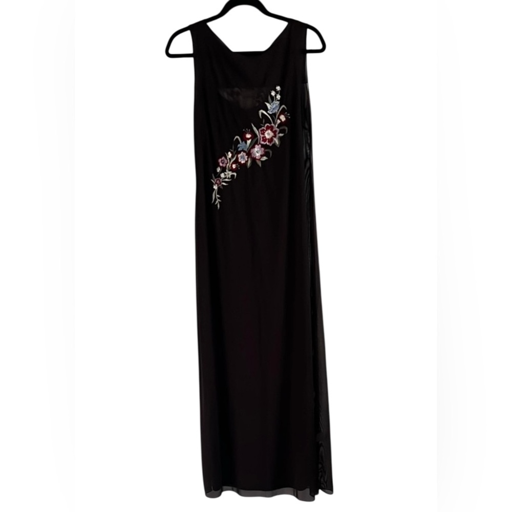 ABS Allen Studio Vintage Y2K Floral Layered Embroidered Dress L NWT Dark Fairy - Picture 2 of 13